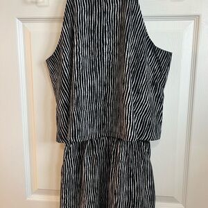 Mud Pie Striped Black and White Romper